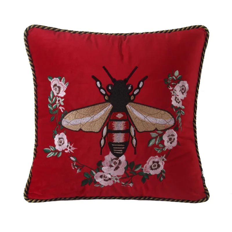 Precio Diphylleia Terciopelo De Lujo De Estilo Europeo Con Borlas Animal Bordado De Perro, Funda De Almohada Cubierta Sofá, Funda De Cojín Dorada De 45x45cm