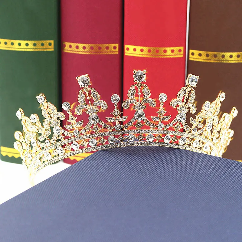 Серебристо золотые Цвет с украшением в виде кристаллов принцессы диадема