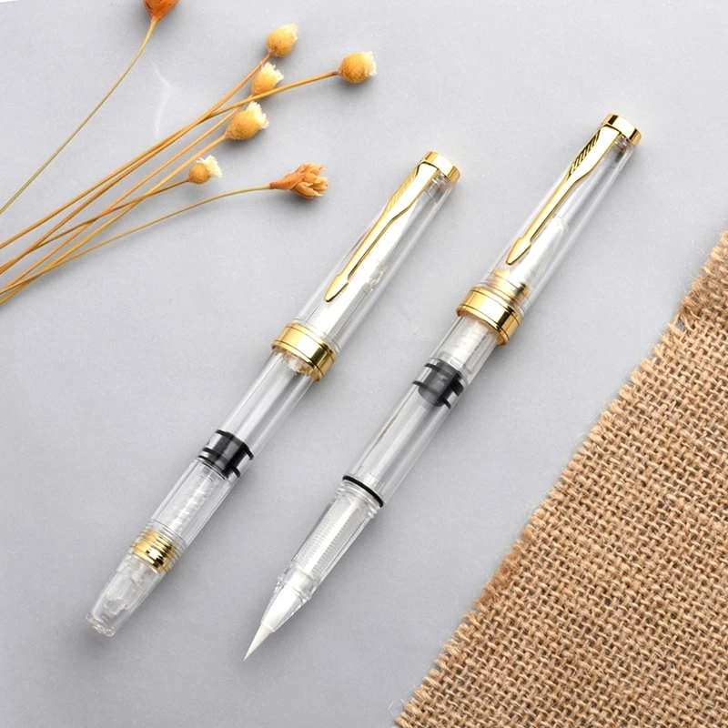 1 шт. Золотая отделка Прозрачный поршневой наполнитель ручка-кисть для