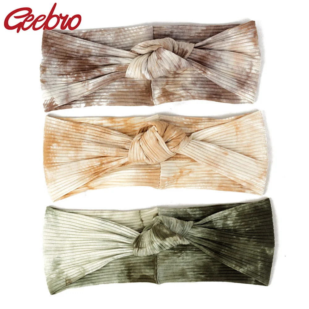 Geebro Женский Повседневный хлопковый галстук окрашенные ребристые повязки для