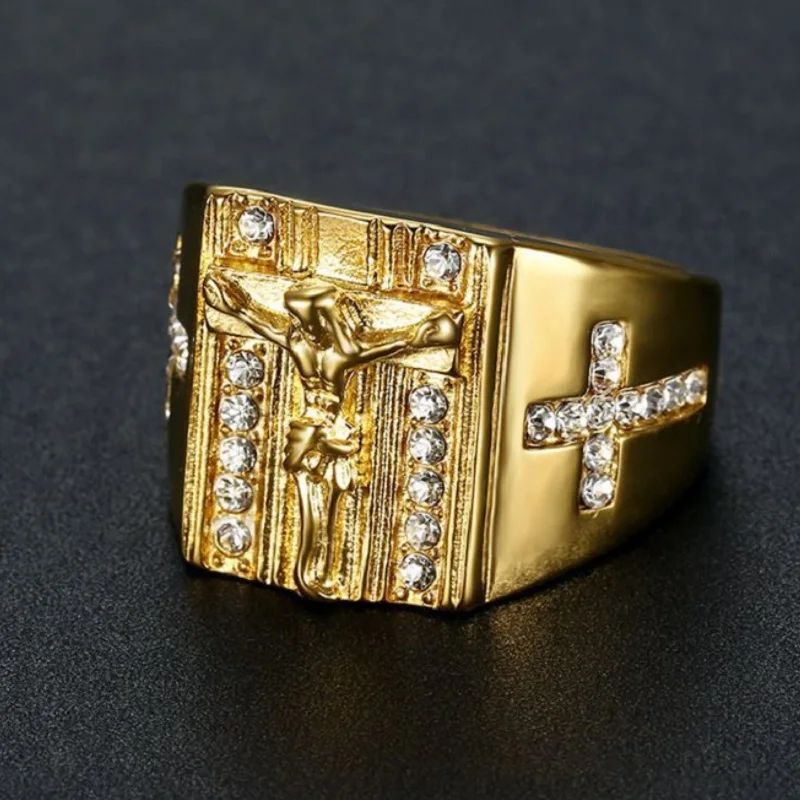 

Stainless Steel - Catholic Jesus Cross Men's ring