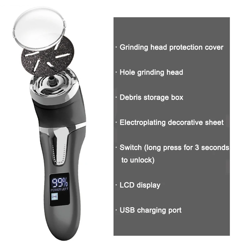 

Electric Grinder Foot Pedicure Rechargeable LCD Vacuuming Callus Remover Feet File Peeling Machine