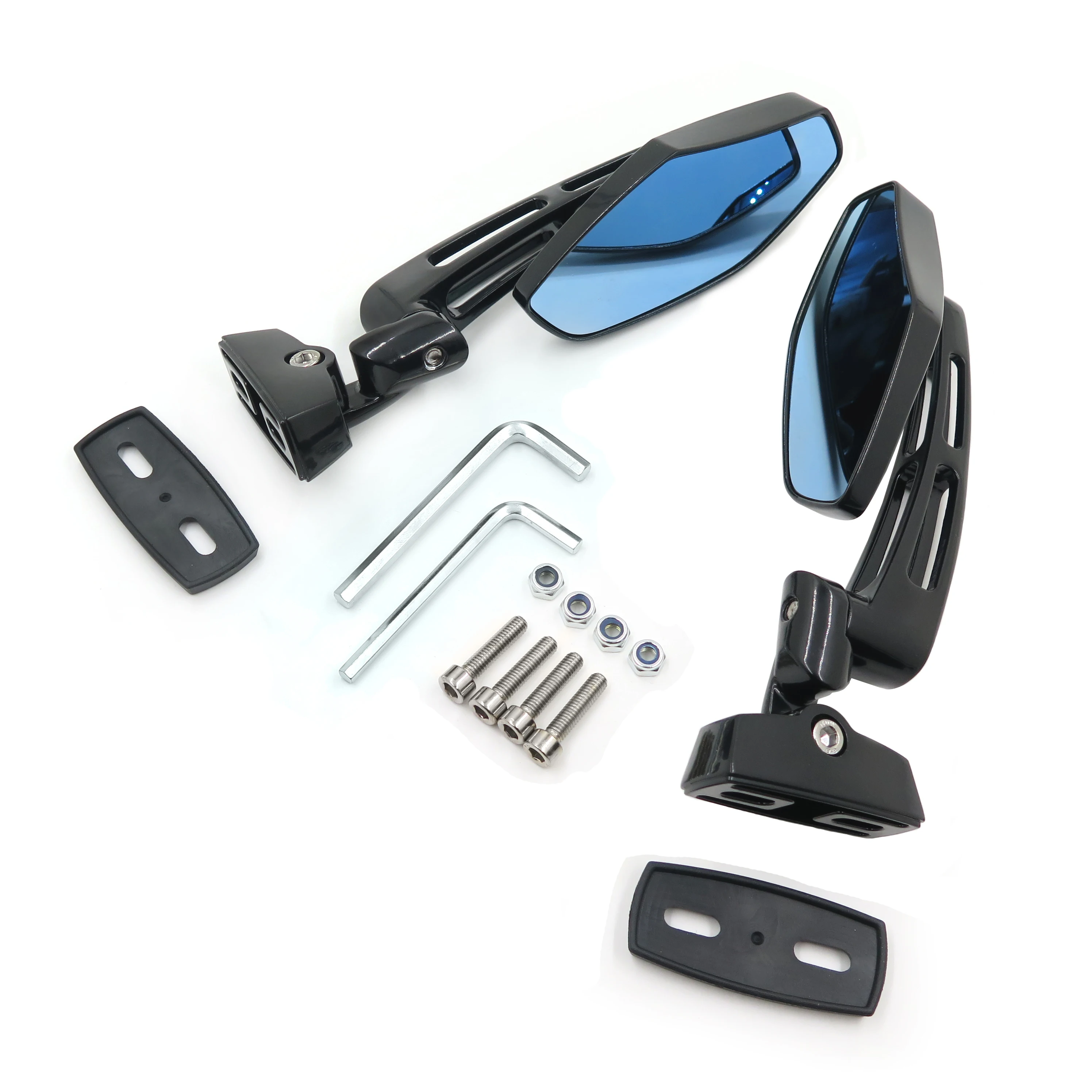 Черные алюминиевые боковые зеркала заднего вида 6 мм с ЧПУ для мотоциклов Yamaha XVS1100