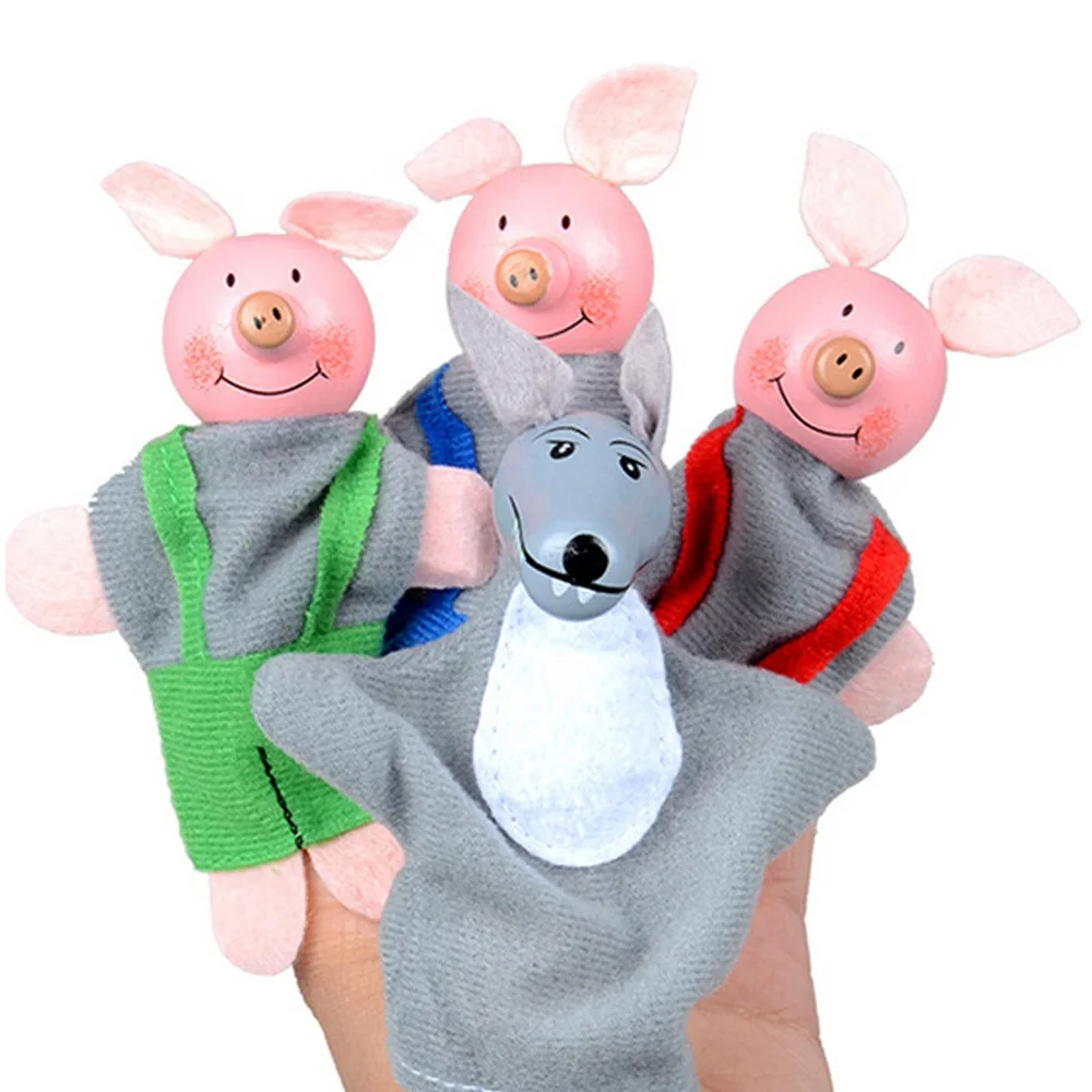 4 шт./компл. Детские куклы для пальцев поросенка волк мини плюшевая игрушка малыша