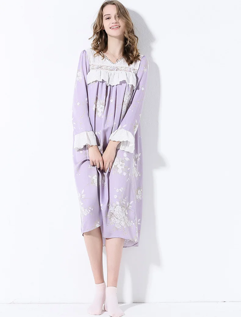 Бесплатная доставка новинка 2020 Женская длинная Пижама кружевная пижама из