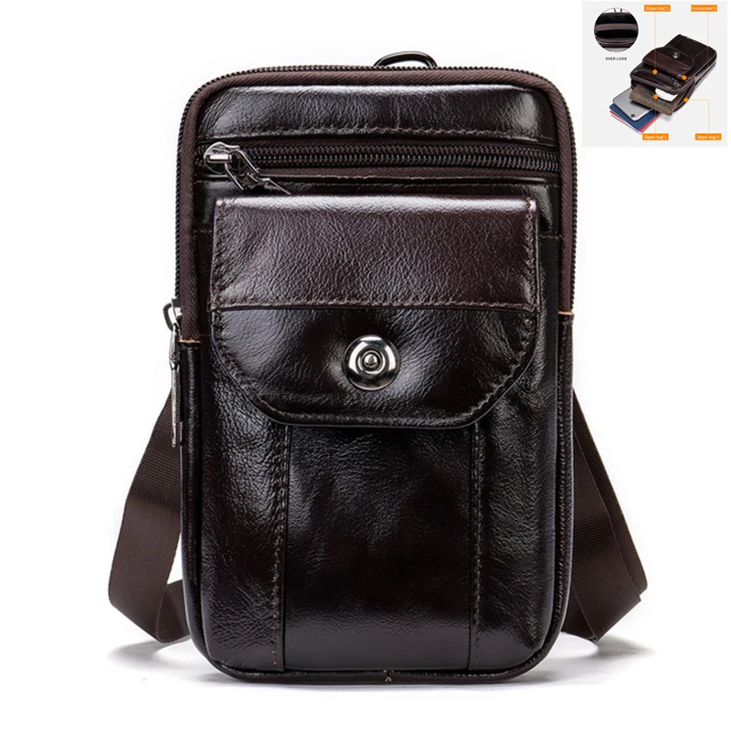 

Маленькая мужская сумка Luufan из натуральной кожи с клапаном, чехол на ремне для телефона, мужские сумки на плечо, кожаная кросс-боди сумка на ...