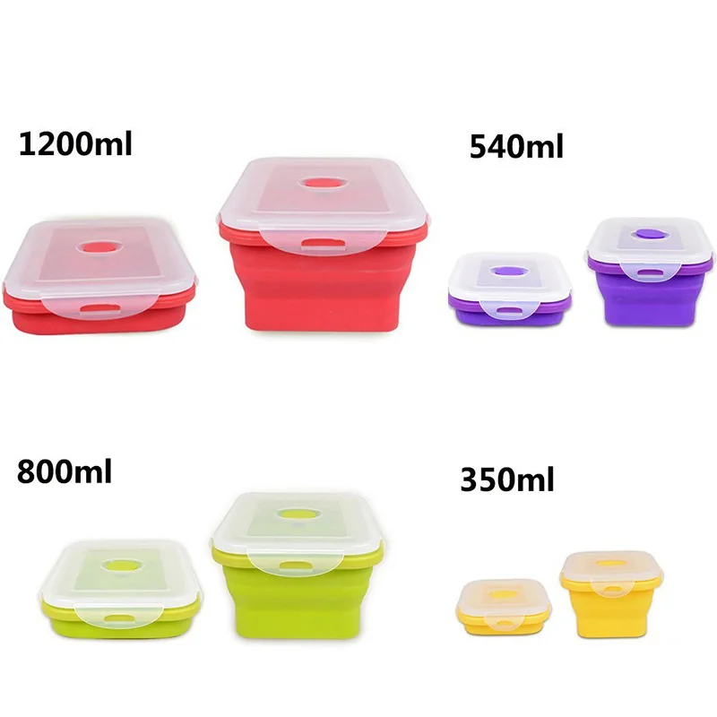 UPORS складная коробка Bento портативный силиконовый Ланч бокс пищевая посуда