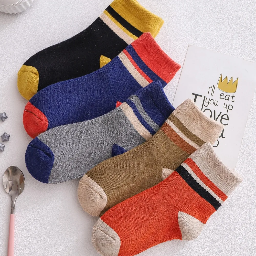 

Autumn And Winter New Children's Socks Winter Terry Thick Cotton Socks Warm Floor Socks Striped Boys And Girls Socks Towel Socks