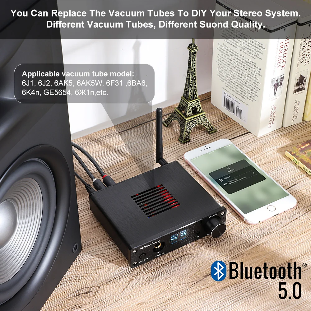 AIYIMA HiFi Bluetooth 6K4 ламповый проектор USB DAC декодер Настольный усилитель для наушников
