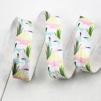 58flamingo heat transfer elastic foe printed ribbon 16mm diy girls handmade bow ribbons for degift wrap tape ribbons