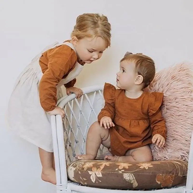 Однотонные хлопковые осенние боди для маленьких мальчиков винтажный комбинезон