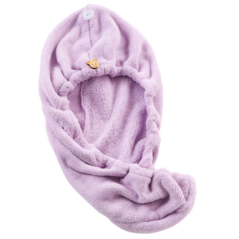purple Сухие полотенца для волос шапка сверхвпитывающая микрофибра мягкий Быстросохнущий тюрбан банный насадка для душа полотенце женский инструмент для ухода за волосами M3 - Цвет: purple