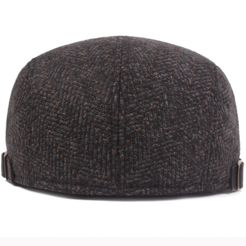HT2791 Autumn Winter Hat Men Cap Vintage Plaid Ivy Newsboy Flat Cap High Quality Adjustable Beret Cap Thick Warm Dad Hat Berets