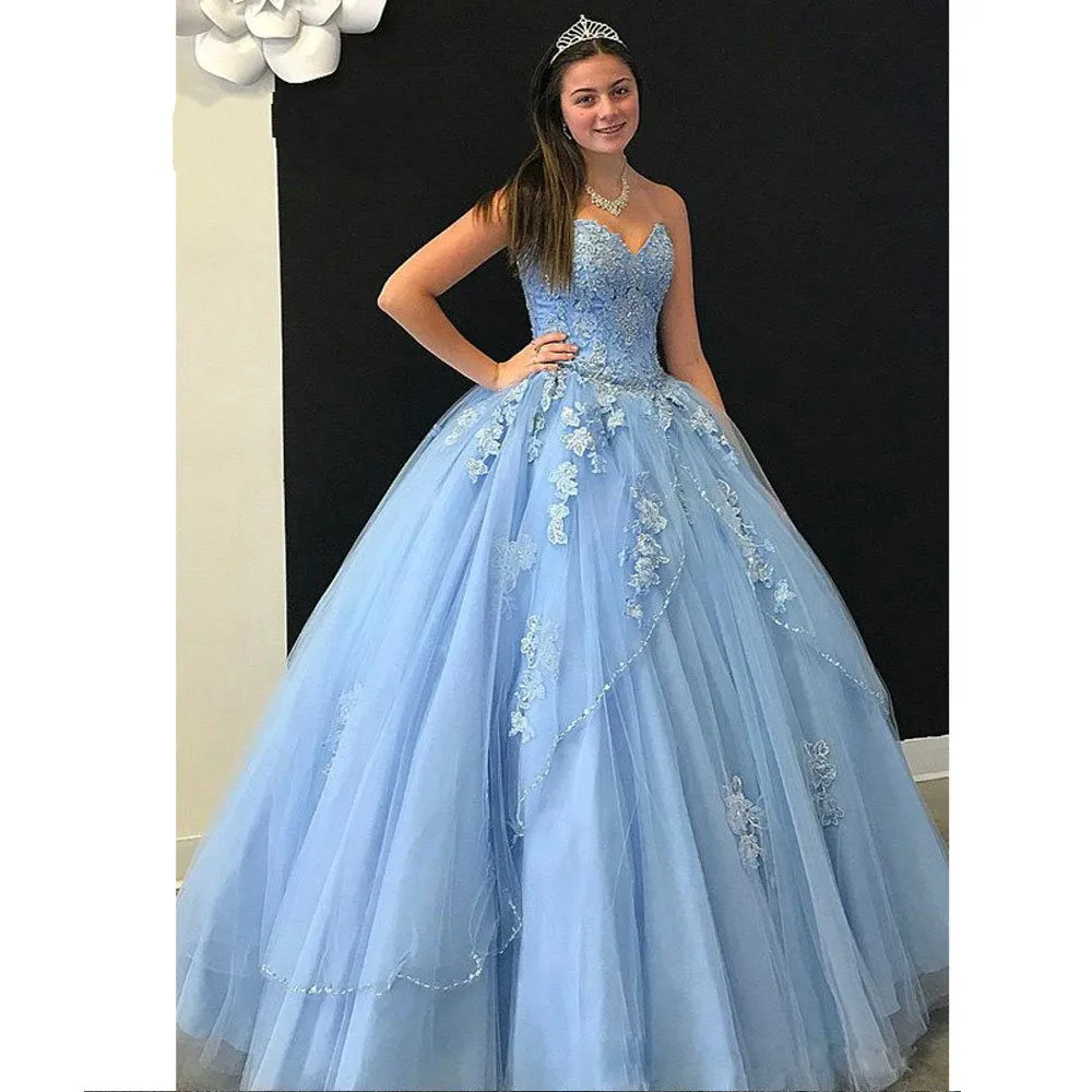 ANGELSBRIDEP милое Голубое Бальное платье бальные платья для 15 вечерние модные