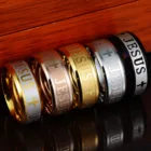 Sinogaa большой размер 8 мм титановая сталь золотой цвет Иисус крест письмо Библия обручальное кольцо для мужчин женщин высокое качество ювелирные изделия