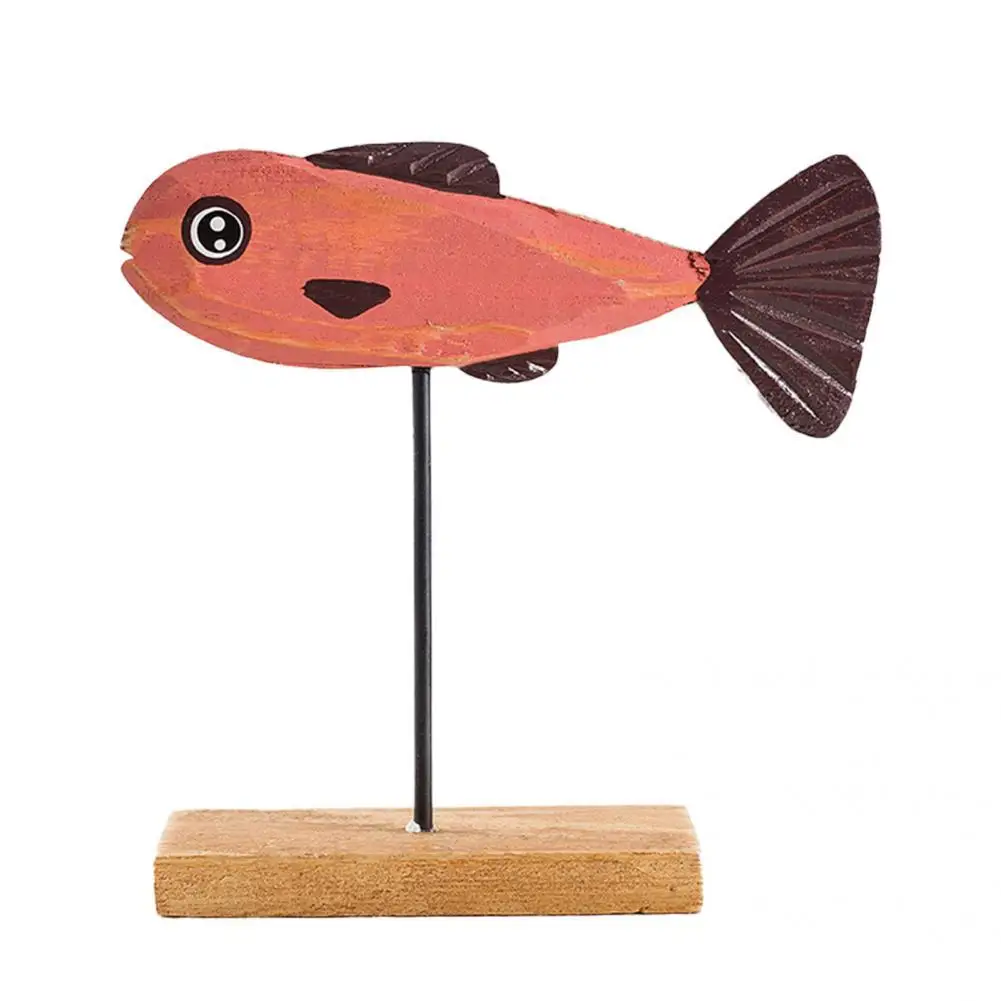 

Wood Modern Cute Fish Table Sculpture Stand Wide Application Fish Ornament Stand Adorable for Office