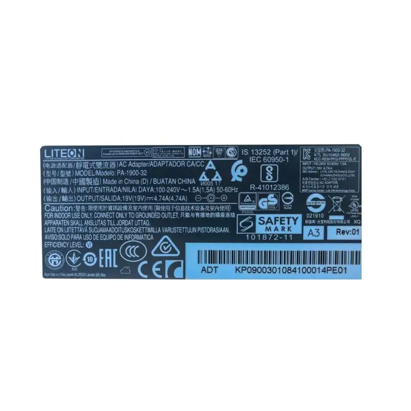 Оригинальный LITEON PA-1900-32 19V 4.74A 90W 3 0x1 0mm адаптер переменного тока для ACER зарядное