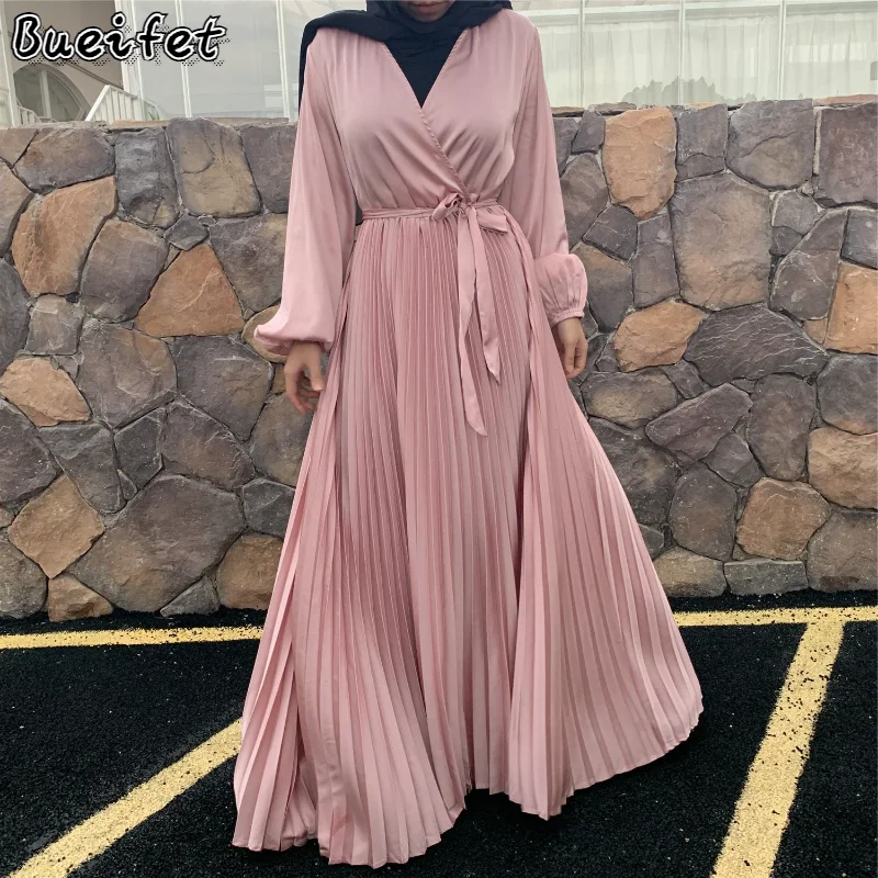 Платье Abaya, мусульманское модное женское однотонное платье с длинным рукавом, женское платье из Турции, хиджаб, платья, кафтан, Халат