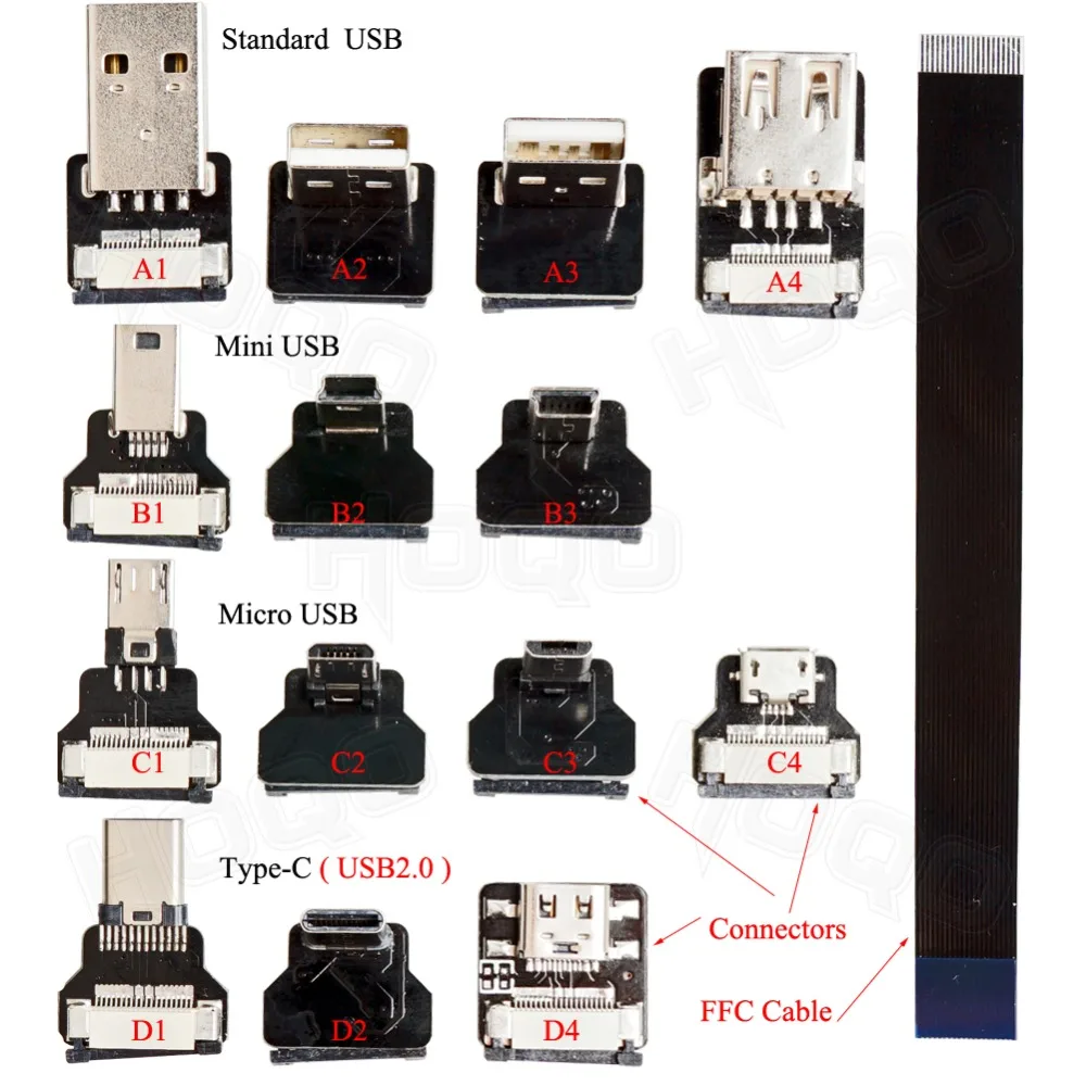 FFC Type C Мини Micro USB плоский кабель удлинитель 90 FPV тонкий мягкий гибкий FPC зарядка