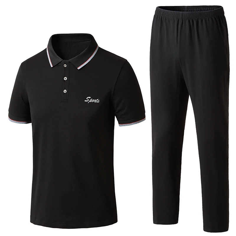

Large size sports suit men's summer men's short sleeve T-shirt two-piece suit