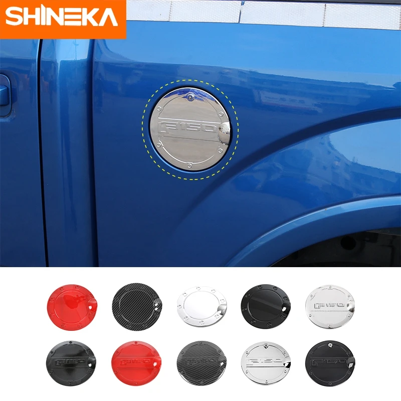 

SHINEKA Car Exterior Door Fuel Tank Covers Gas Oil Fuel Tank Cap With Key Lock Decoration Cover Accessories For Ford F150 2015+
