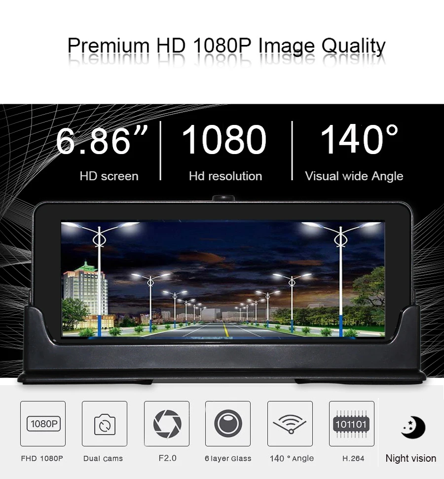 Anfilite видеорегистратор с камерой заднего вида Автомобильный 3 в 1 Радар GPS Full HD 1080P