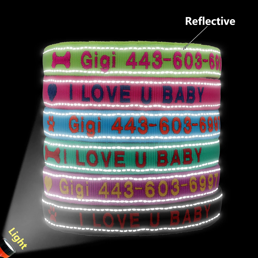 Персонализированные светоотражающий собачий ошейник пользовательские Pet для