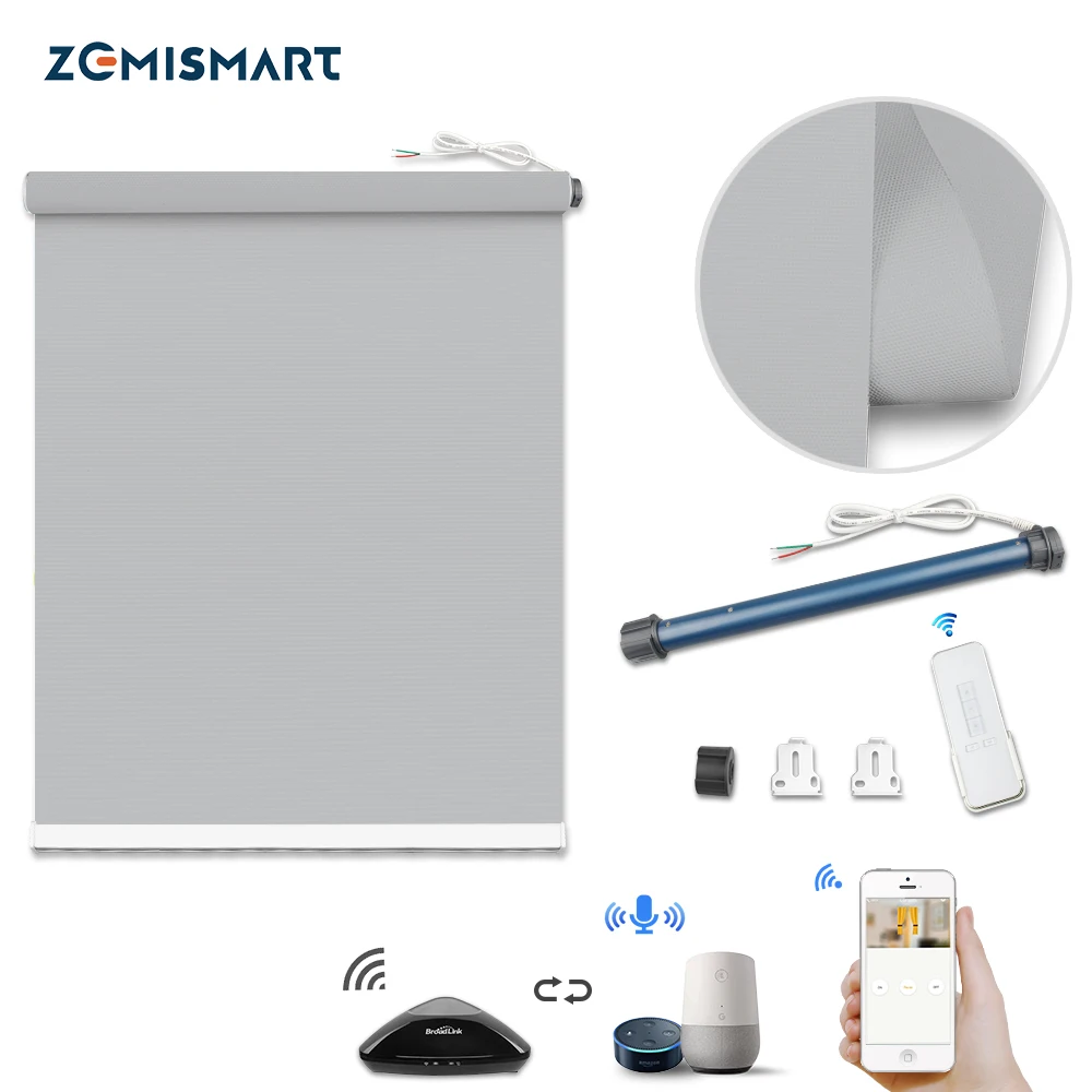 Zemismart Smart рольставни трубчатый мотор с полным плотные Шторы РЧ пульт