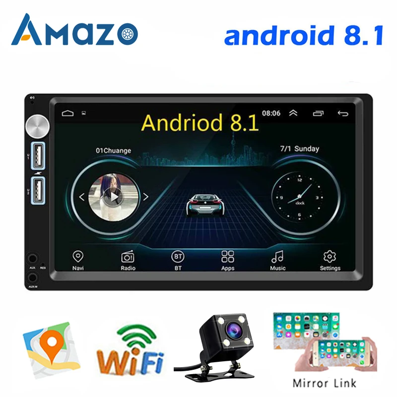 2 Din автомагнитола Android 8 1 gps навигация Смарт Авторадио 7 &quotсенсорный экран 2din авто