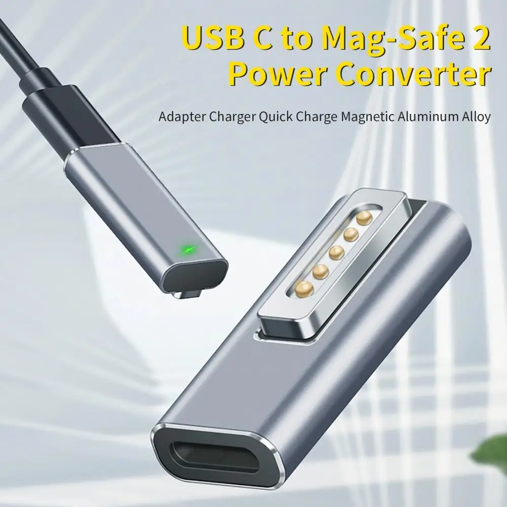 

Adapter Charger Quick Charge Magnetic Aluminum Alloy PD USB C to Mag-Safe 2 Power Converter for MacBook Air/Pro