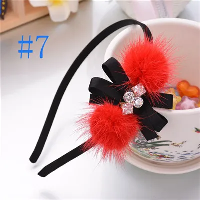 2 balls red 1 шт., 2 стиля, Зимняя повязка на голову, циркон, камень, меховые шарики, лента для волос, женские Украшения для волос, лента для волос для девочек, аксессуары для волос - Цвет: 2 balls red