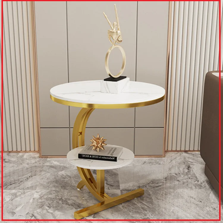

50cm Round Rock Board Small Coffee Table Storage Sofa Table Marble Tea Table Balcony Mini Furniture Coffee Table Round Table