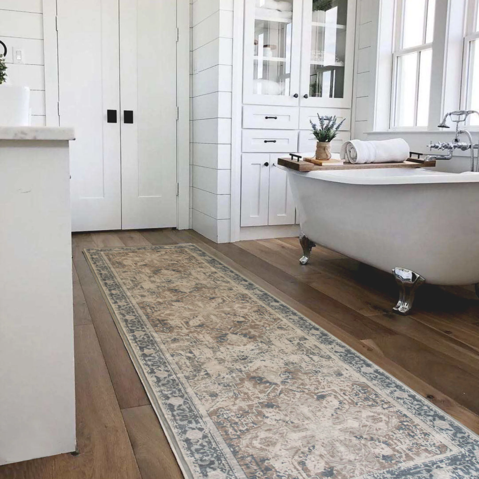 

Large Size Rug Jacquard carpet RUGGAB Machine Washable Area Rug-Founder's Farmhouse Collection-Distressed-2-Piece Rug System