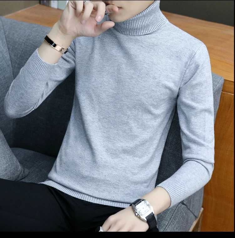 Зимний теплый свитер мужской моды Водолазка мужская эластичная сила Slim Fit Повседневный пуловер свитер вязаная одежда Pull