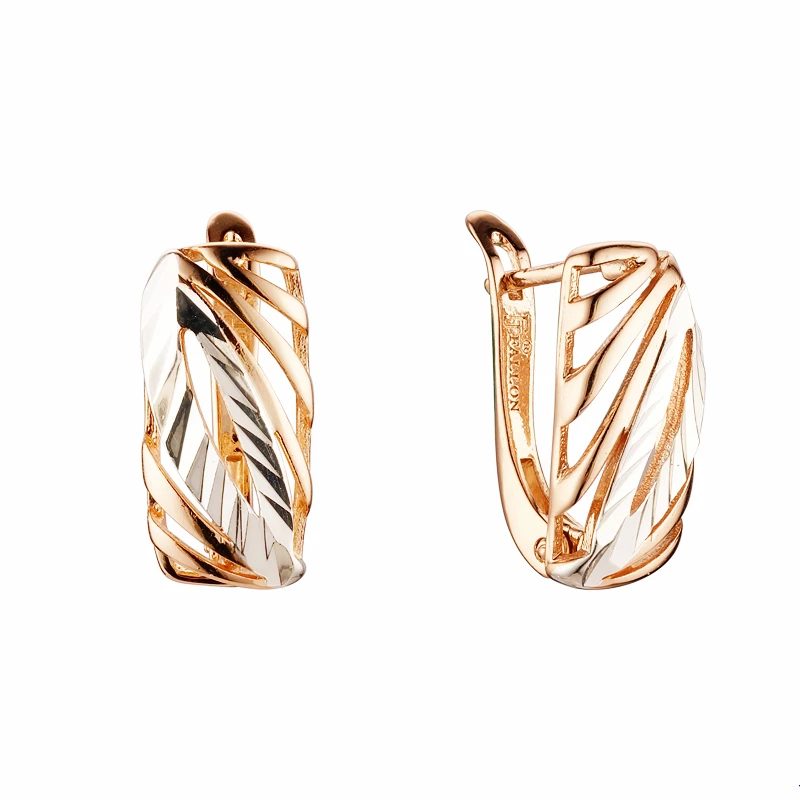 Женские серьги подвески цвета розового золота 585 пробы|Серьги-подвески| |