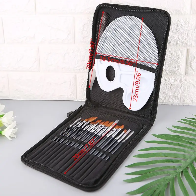 

18pcs/Set Paint Brush Wooden Acrylic Painting Palette Gouache Cosmetic Art Kit Drawing Pens