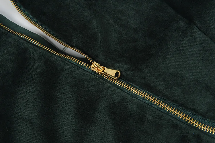 

New Behind the European style suit collar zip velvet long suit coat blouse can customized big size