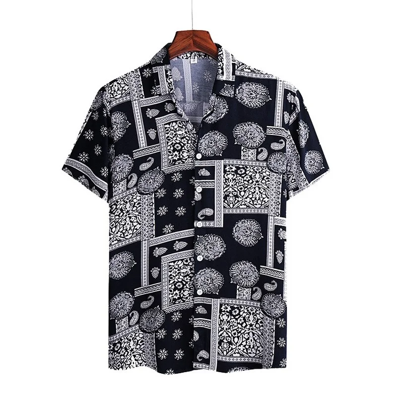 

European and American men's shirts cross the border men's clothing national pattern printed shirt new casual jacket men'sfashion