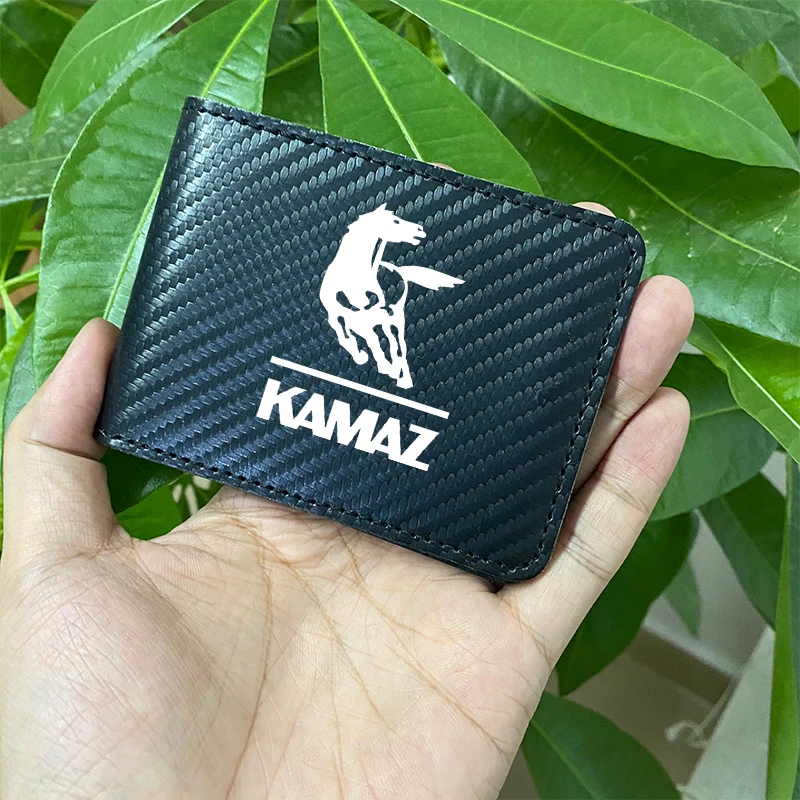 

Car Bag Card Package Driver License Carbon Fiber Texture PU Leather Wallet for KAMAZ TRUCK TYPHOON 5320 54907 5490 6460 A2