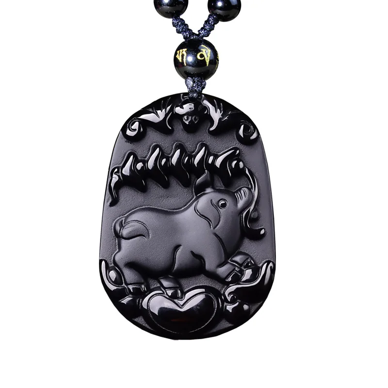 Ожерелье из натурального черного обсидиана с бусинами ручная работа подвеска в