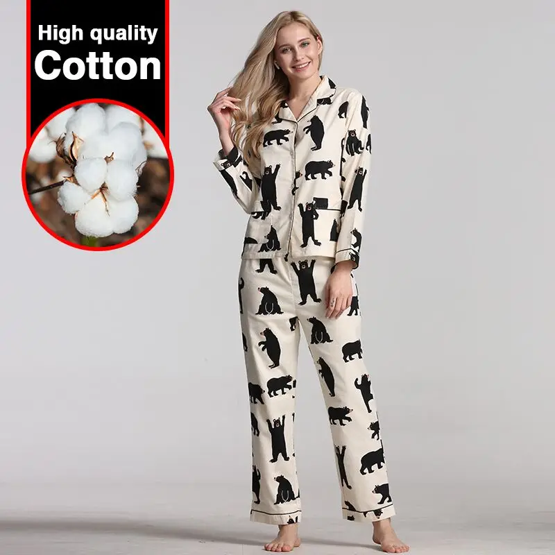 Новая Пижама для женщин с мультяшным принтом Весенняя Осенняя пижама длинным