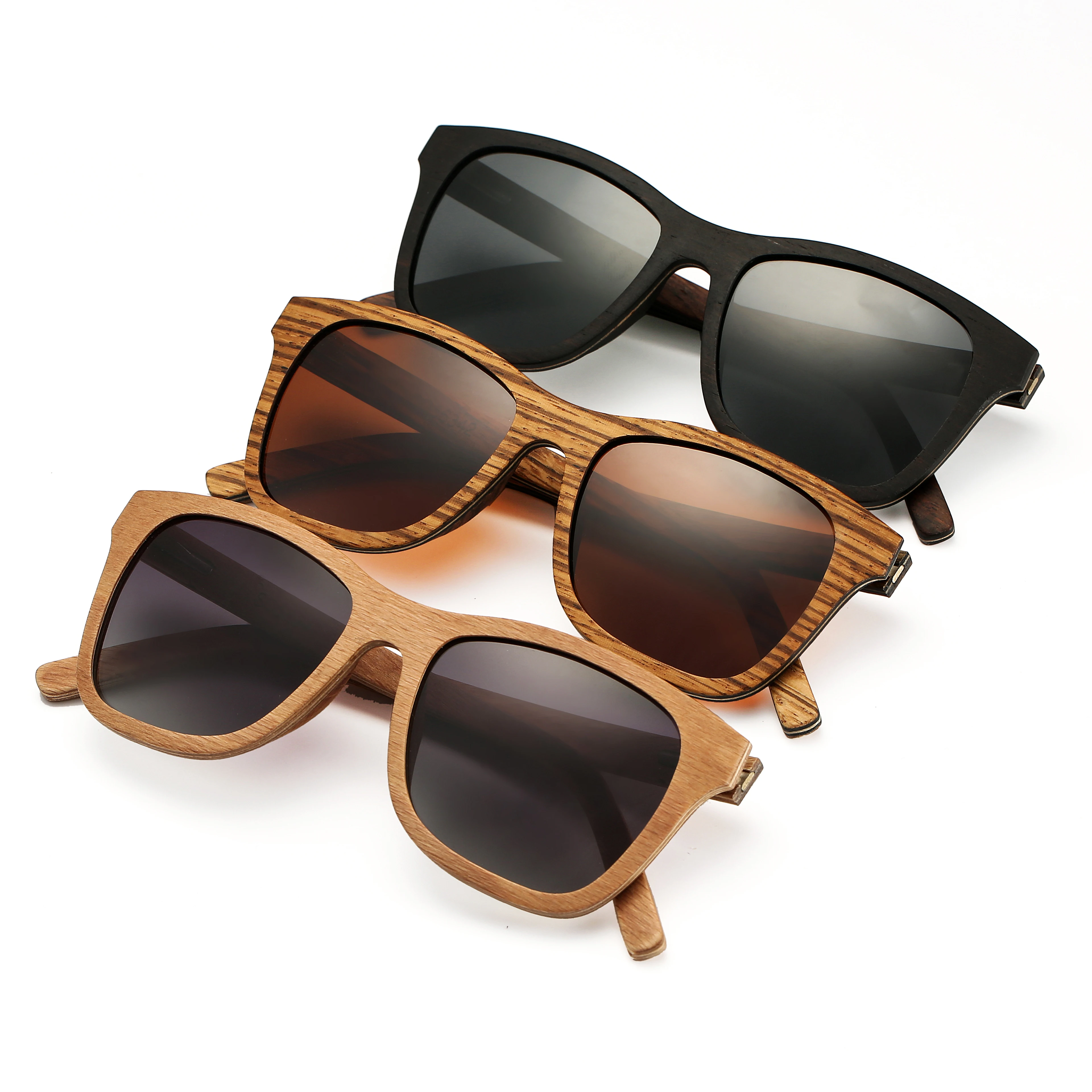 

Pure natural zebra wood laminated wood men's UV400 sunglasses, ladies handmade bamboo and wood sunglasses
