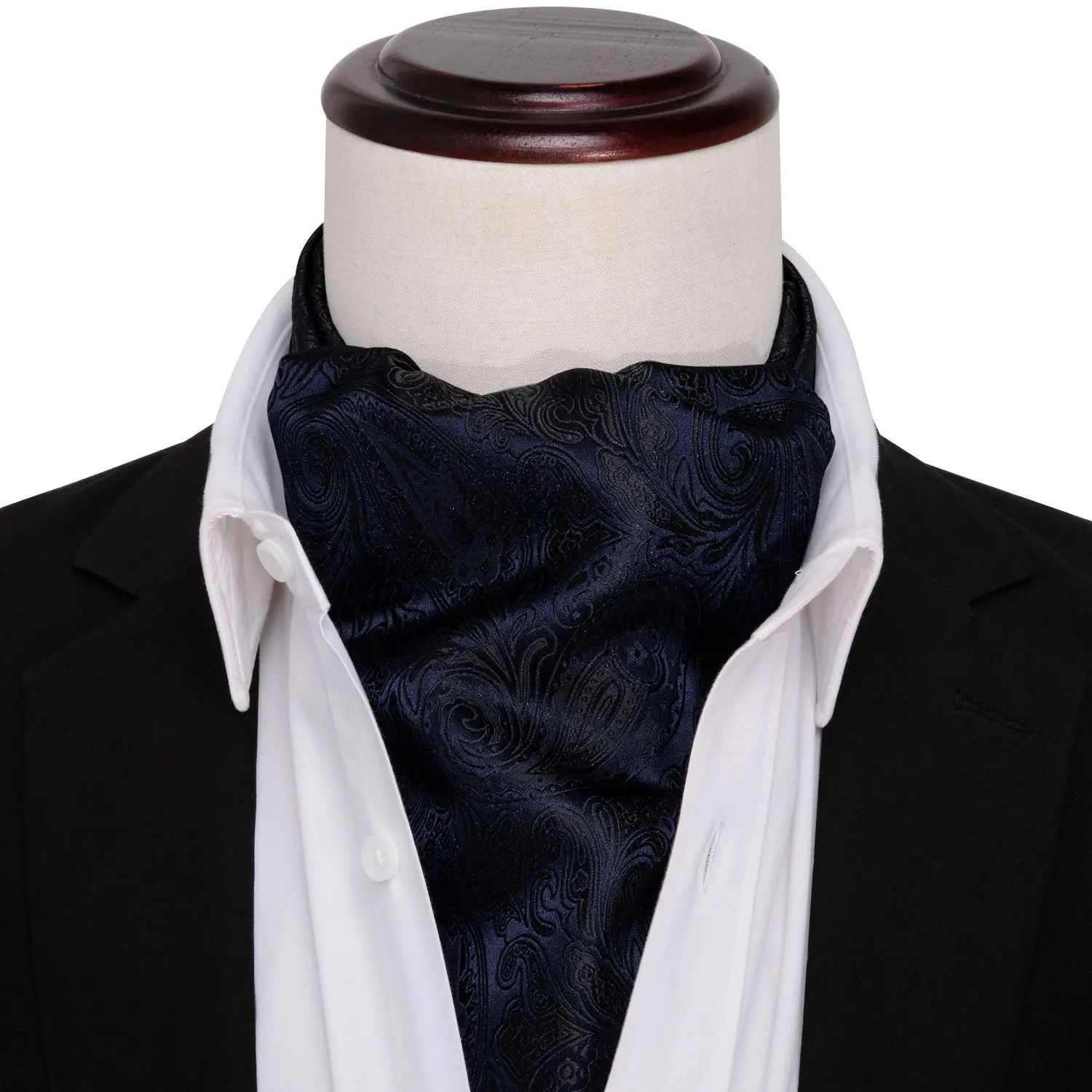 

2019 New Blue Tie for Men Ascot Paisley Cravat Silk Necktie Floral Tie Handkerchief Pocket Square Set for Suit Tuxedo Barry.Wang
