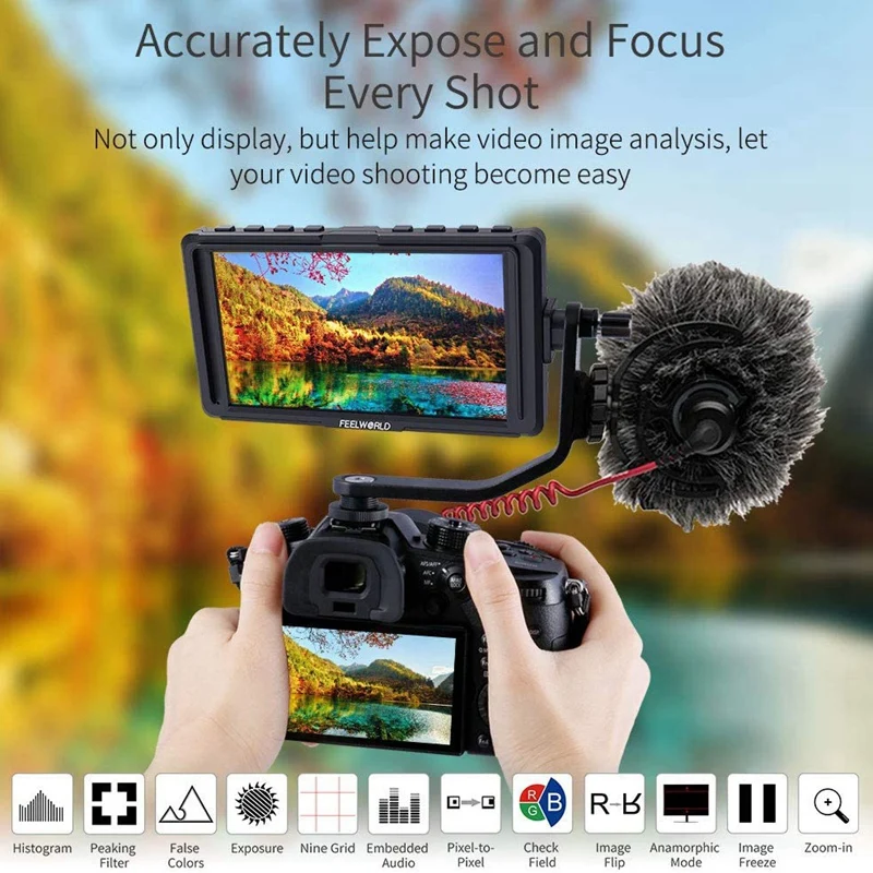 FEELWORLD F5 5 дюймов DSLR на камеру полевой монитор маленький Full HD 1920X1080 IPS видео пикающий