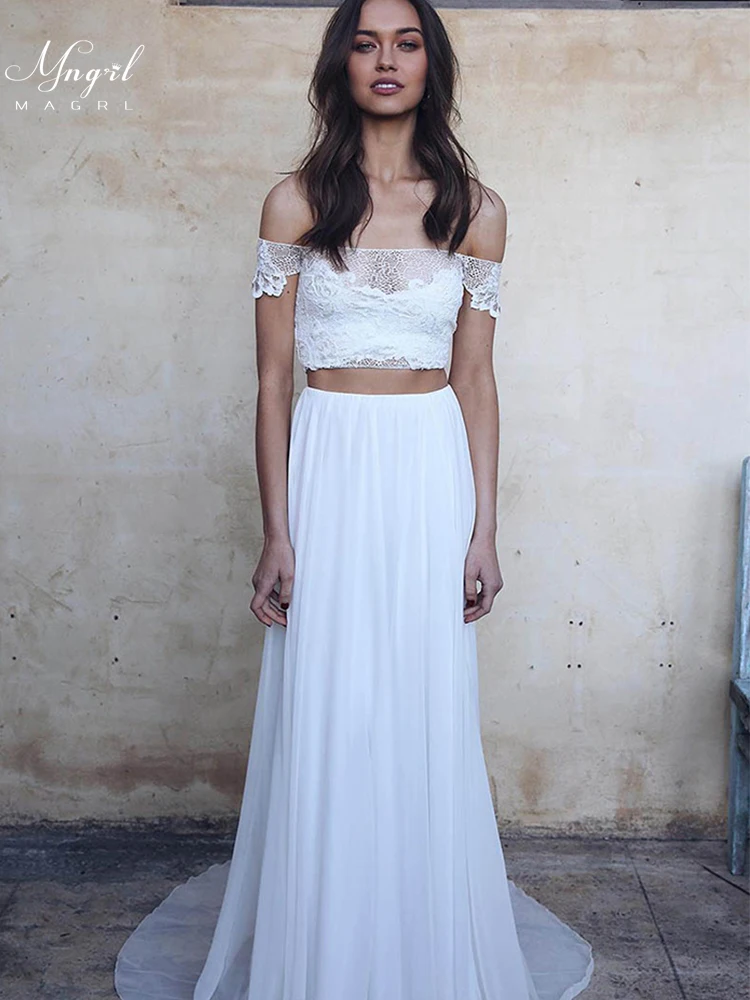 

MNGRL Simple Retro Bridal Dresses One-Shoulder White Lace 3D Flower Wedding Dress Tail Plus Size Wedding Gown