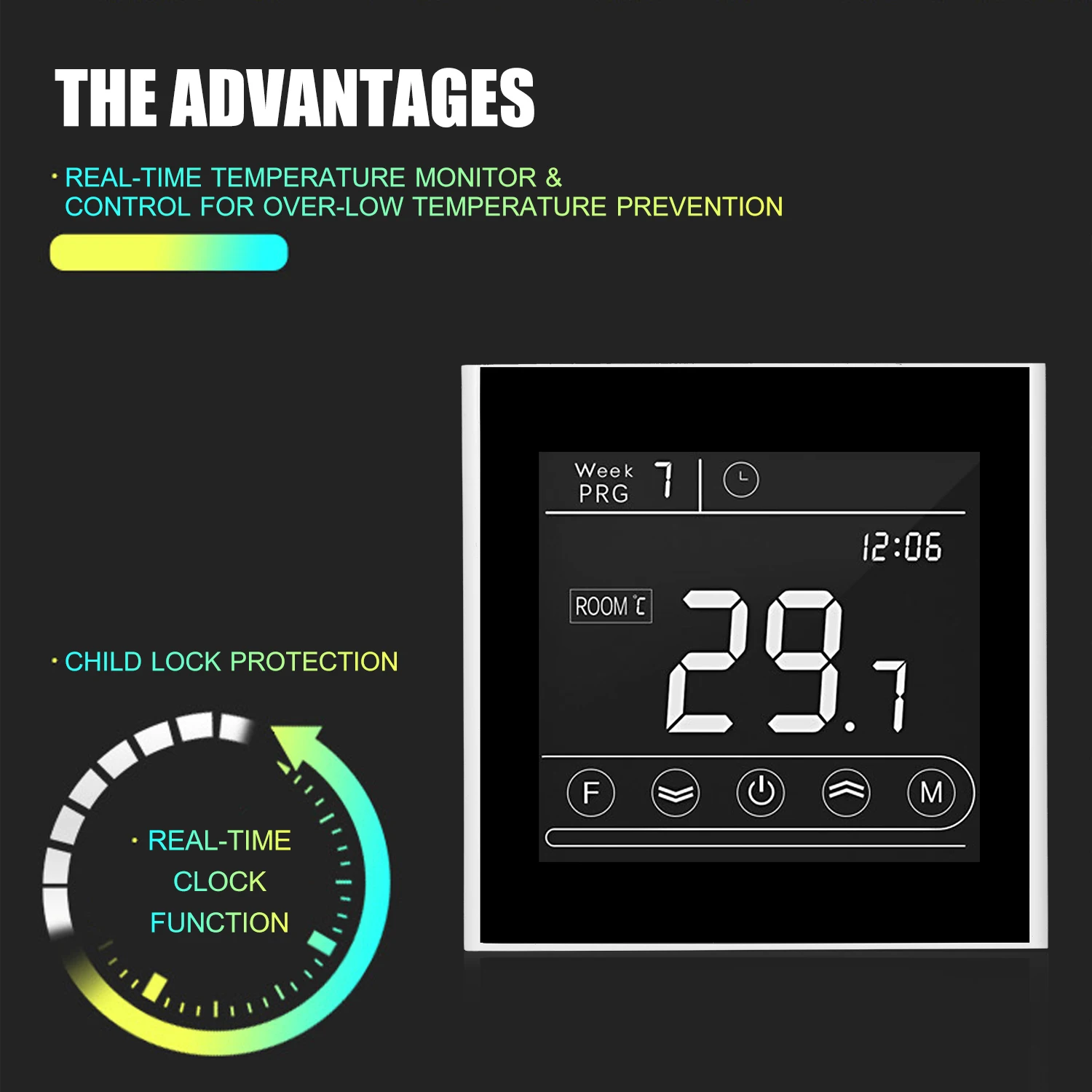 Программируемый термостат для газового котла с сенсорным экраном и светодиодной