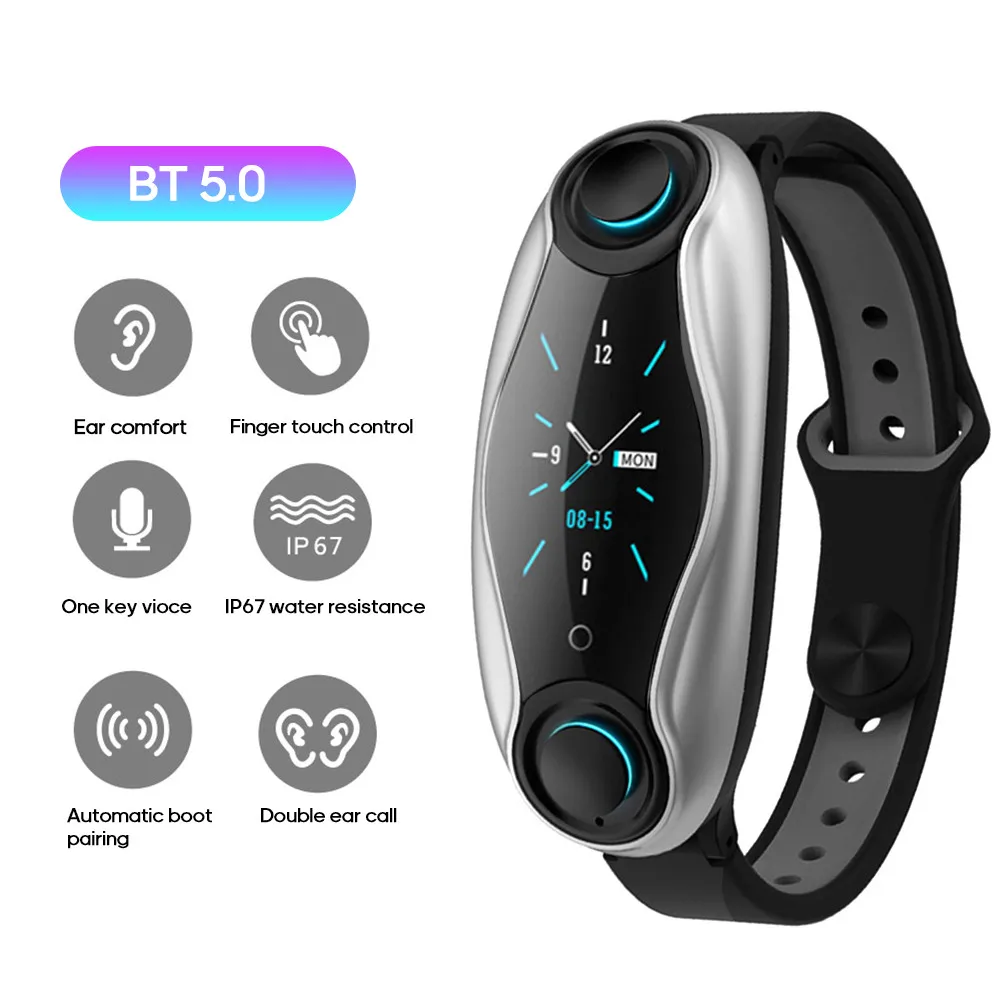 Смарт часы T90 TWS с Bluetooth наушники 2 в 1 BT 5 0 для мужчин и женщин смарт на Android IOS звонки