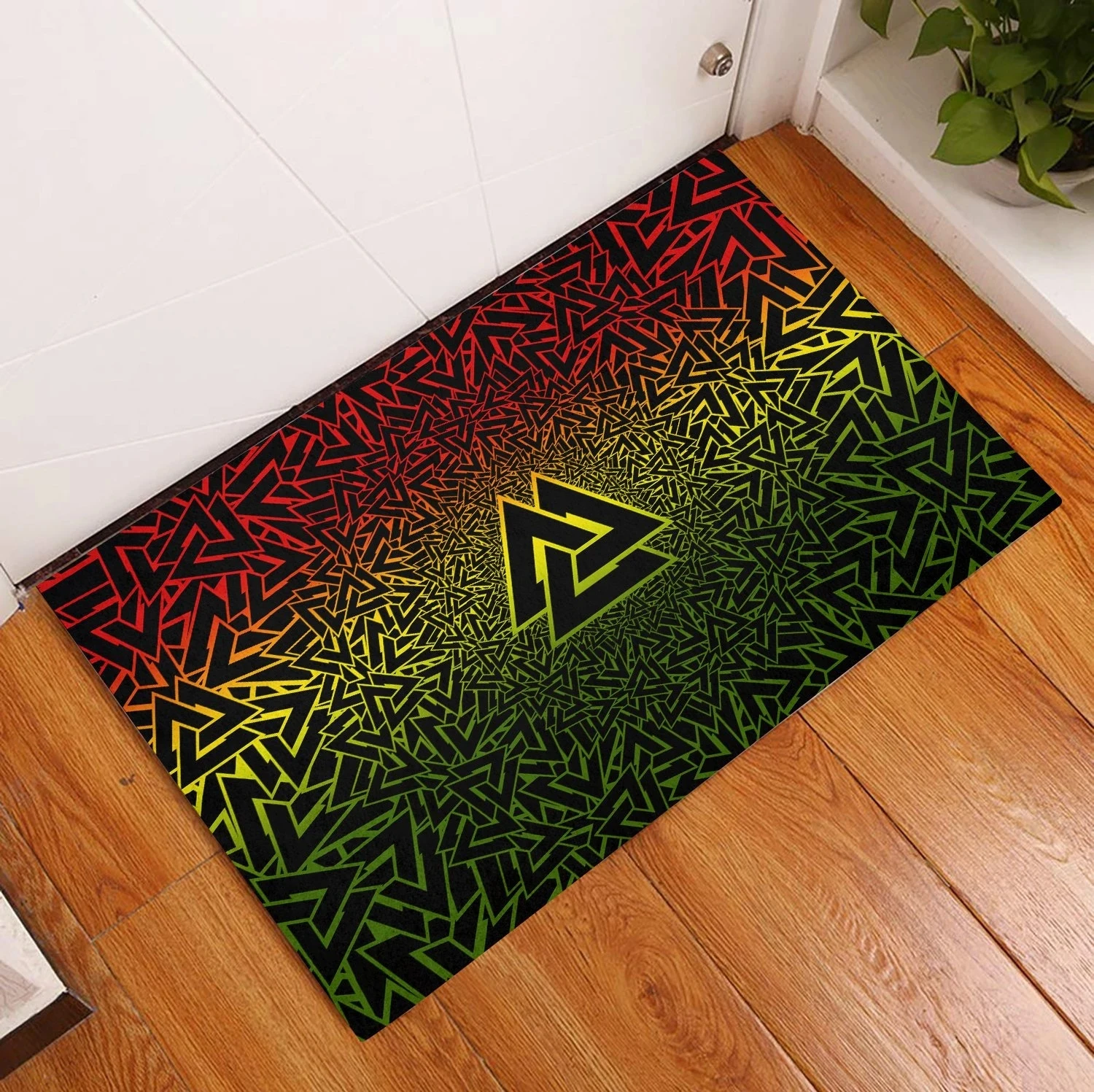 

Viking Style Doormat Rubber Base Doormat Valknut Special Reggae 3D All Over Printed Non Slip Door Floor Mats Decor Porch Doormat