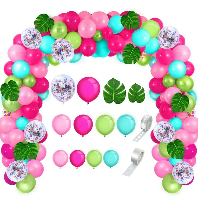 

Tropical Hawaiian Pink Green Balloons Garland Arch Kit Party Decor Ballon