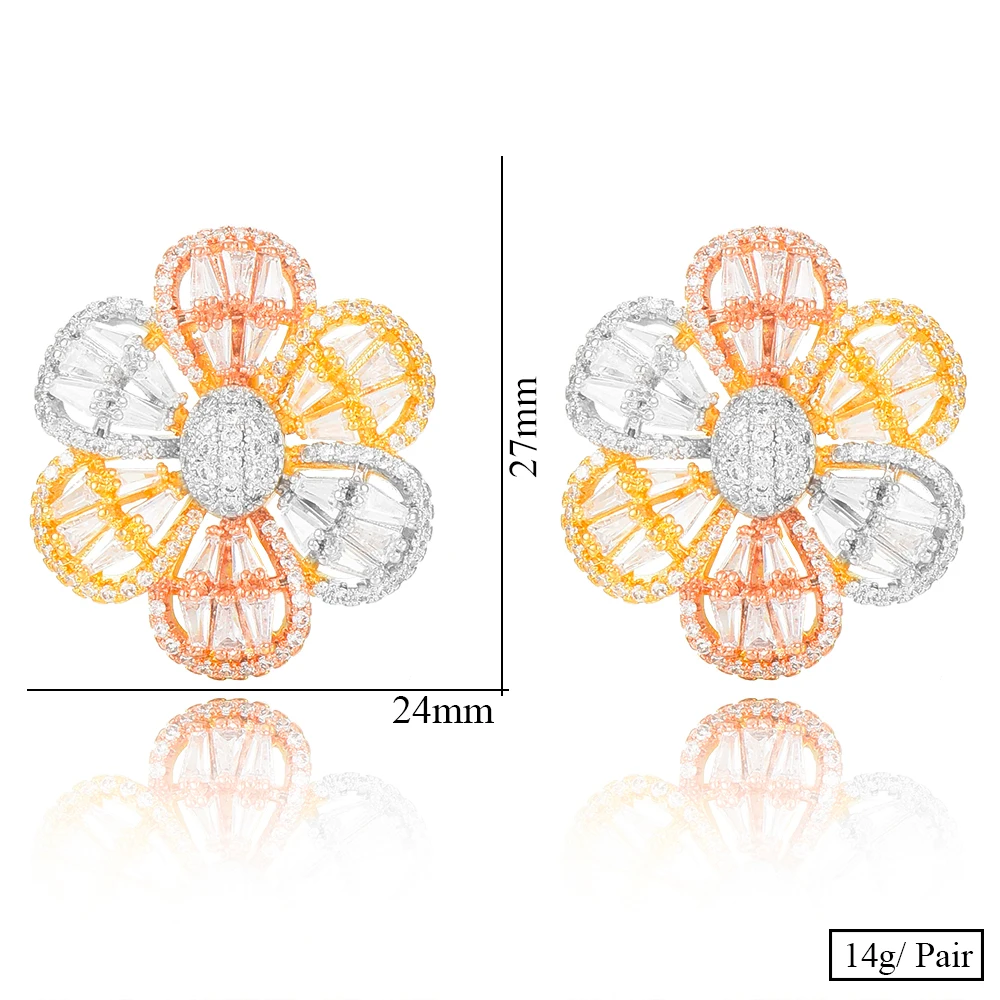 

Shiny Noble Round Bloom Flowers Earrings For Women Charm Fashion Romantic Hot Earrings ZIRCON Bridal Wedding Jewelry